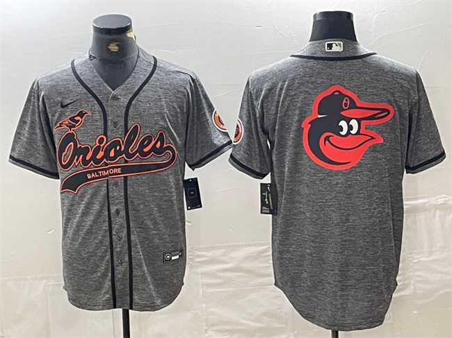 Men's Baltimore Orioles Gray Team Big Logo Cool Base Stitched Jersey